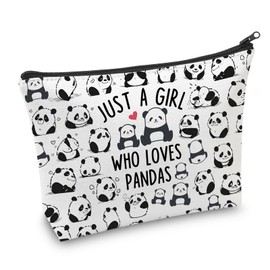 CMNIM Just a Girl Who Loves Pandas Gifts for Women Makeup Bag Panda Lover Gifts Funny Panda Bear Cosmetic Zipper Travel Bag, Just a Girl Who Loves Pandas, Makeup Bag