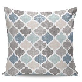 Decorative Cozy Soft Velvet Luxury Throw Pillowcase Covers,Moroccan Geometric Quatrefoil Lattice Vintage Pattern Square Zipper Cushion Case for Couch Auto Bedroom 18x18IN