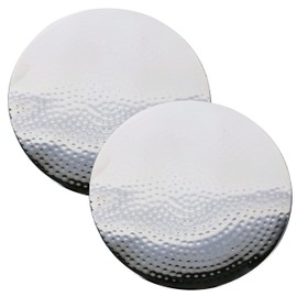 3SCompany Round Trivet - 8" Diameter, 3/4" Height – Stainless Steel Hand Hammered Dishwasher Safe Shiny with Ball Feet Rolled Edges - Kitchen and Dining Table Protector Set of 2