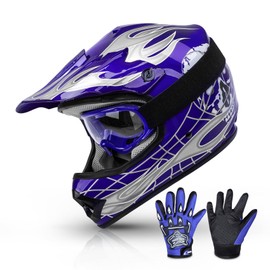 TCT-MT DOT Youth Kids ATV Motocross Offroad Street Helmet Full Face Motorcycle Off-Road ATV Helmet Dirt Bike Motocross Helmet+Gloves+Goggles