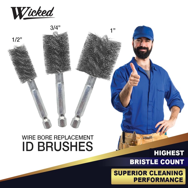 WICKED Professional ID Copper Tube Pipe Cleaner Replacement Brushes (1/2”