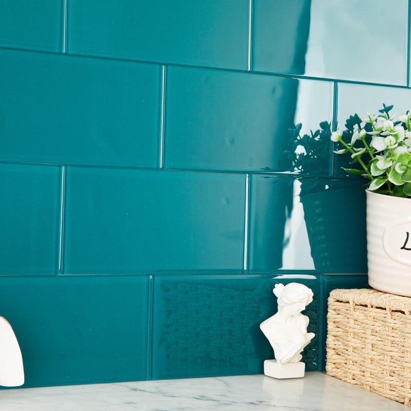 Lovdeco Peel and Stick Glass Subway Tile, 3 x 6