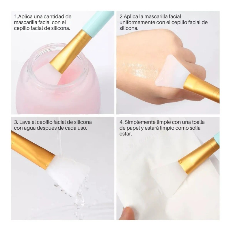 5 Pinceles Faciales De Silicona Aplica Mascarillas Cremas Fu