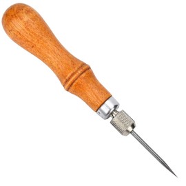 Hoseten Leather Awl Tool, Steel Hand Sewing Tool, Comfortable 4 in 1 DIY Wooden Handle for Quilting, Hole Casting and Hole Sewing, Thick Material