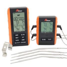 BBQ Dragon Wireless Digital Instant Read Thermometer - Food Thermometer for Cooking – Oven Safe Kitchen with 4 Probes - Meat thermometers for Smokers.