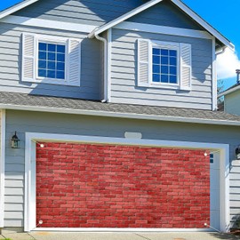 Aodali 6 x 13 ft Birck Wall Garage Door Backdrop,Rustic Red Brick Wall Background, Farmhouse Stone Wall Garage Door Cover Kids Adult Birthday Party Decor