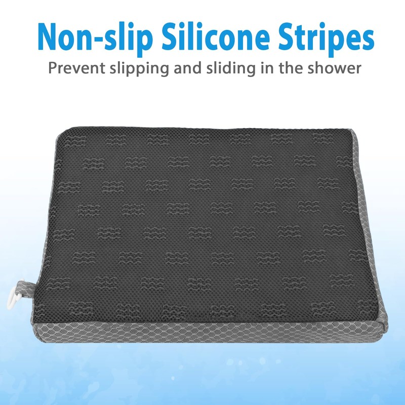 AEROiVi Shower Seat Cushion Non-Slip Silicone Bottom 3D Mesh Washable