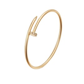 Nail Bracelet with Crystal Oval Design With Cubic Zirconia Love Nail Bangles For Women Girl(Color Gold, Yellow Gold)