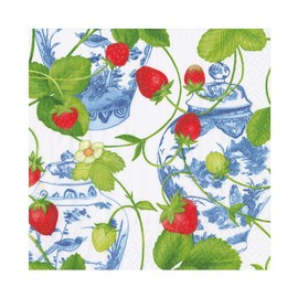 Caspari Strawberries And Cream Luncheon Napkins - 20 Luncheon Napkins per Pack
