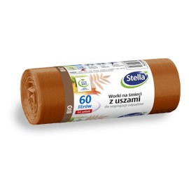 Stella 035175 Bin Liners with Handles for Organic Waste Separation | 60 L | Pack of 14 | Bin Bags for Household Waste Office Made of Thick LDPE Regranulate Film Colour: Brown