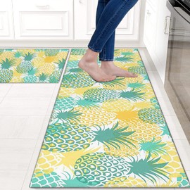 Farmhouse Floral Daisy Butterfly Kitchen Rugs Set of 2,Farm Vintage Rustic Flowers Kitchen Mats for Floor, Old Wood Grain Non-Slip Washable Sink Mats Home Decor Doormat+Runner Rug