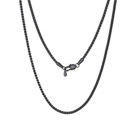 PROSTEEL Black Necklace for Men 2mm Thin Chain Layered Long Necklace Gift Box Included