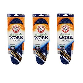 Arm & Hammer Memory Foam Work Insoles, Men's Sizes 8-13, 1 Pair (3 Pack)