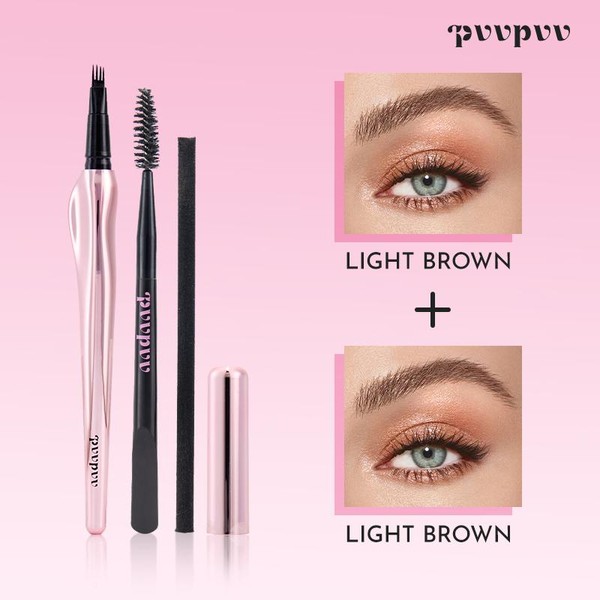 PVVPVV Upgraded Four-Pronged Liquid Eyebrow Pen, Ergonomic Design Hair-Like Eyebrow
