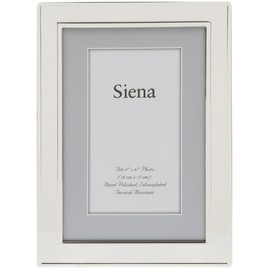 Siena Double Border Plain Silver Picture Frame, Tarnish Resistant Finish, Perfect Photo Frame for any End Table, Credenza, Shelf, or Nightstand, Silver 4x6
