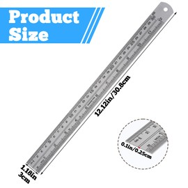 2 Pack Metal Straight Edge Ruler, 12 Inch/30cm Stainless Steel Rulers with Centimeters Millimeters Inches and Conversion Table Construction Rulers for School Office Drafting Geometry Crafting