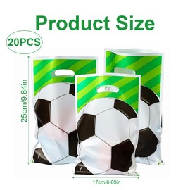 Pack of 20 Football Birthday Gift Bags for Kids Party, Football Party Bags, Plastic Goodie Bags for Children Favours, Football Party Decorations Accessories