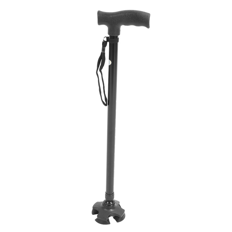 Quad Cane Adjustable Height Anti Slip Lightweight Retractable Senior Walking