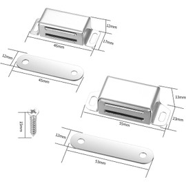 Door Magnets, Magnetic Catch Cupboard, Magnetic Catch Cupboard Door Magnetic Door Closer, Strong Stainless Steel for Furniture, Kitchen, Drawers, Balcony Door, Magnetic Catch, Pack of 8 Magnets for