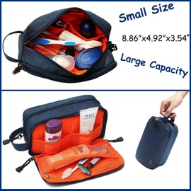 FUNKESH Mens Toiletry Bag Waterproof Organizer Bag Travel Shaving Dopp Kit Perfect Travel Accessory Gift (Dark Blue)