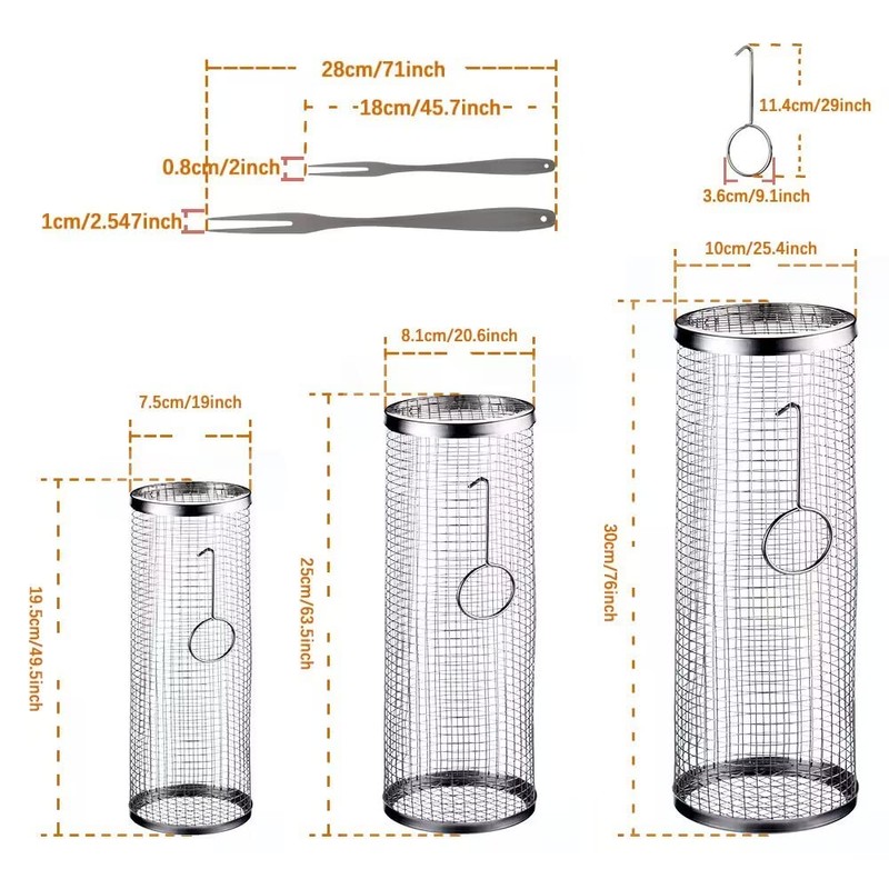 mancola BBQ Net Tube-Rolling Grilling Basket,Rolling Grilling Baskets for Outdoor