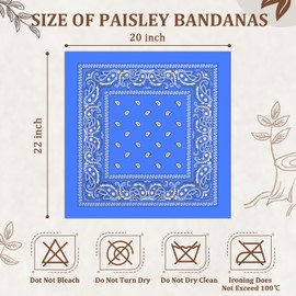 PJPSAA 12 Pack Bandanas Unisex Paisley Cowboy Bandanas Bulk Multi Purpose Headband Scarf for Men Women Costume