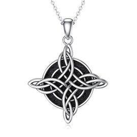 YAFEINI Witches Knot Necklace Sterling Silver Witch Knot Celtic Knot Pendant Necklaces Wiccan Witchy Pagan Jewelry Irish Gifts for Women