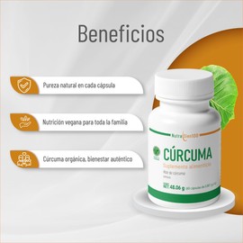 Nutrasien100 Cúrcuma Vegana Orgánica en Cápsulas – 800 mg, 60 Días