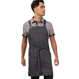 Chef Works mens Largo Bib Aprons, Charcoal, 30.7 L x 37.8 W US
