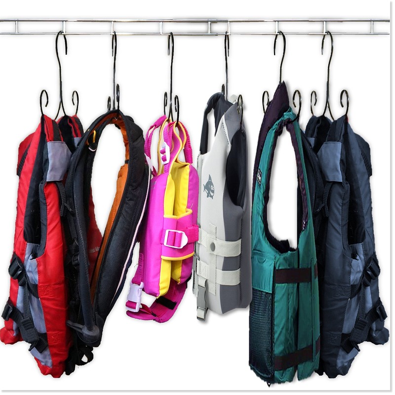 Boottique Chrome Life Jacket Hanger, Set of 10, Powder Coated
