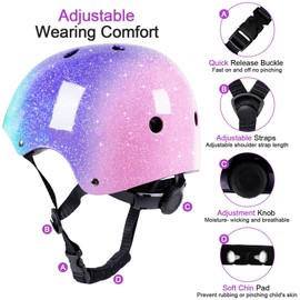 NIKISHAP Kids Adjustable Bike Helmet, Suitable for Toddler Kids Ages 2-14 Boys Girls, Multi-Sport Safety Cycling Skating Scooter Helmet