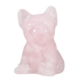 mookaitedecor Rose Quartz Mini Crystal Stone Dog Figurine, Hand Carved Animal Puppy Statue Sculpture Decoration for Home Office Lucky Fortune Gift, Height 1.1-1.38"