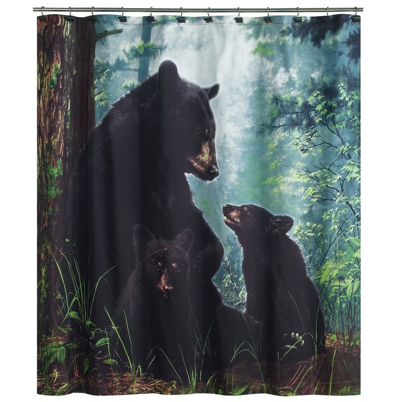 DS BATH Black Bear Shower Curtain Hooks,Bathroom Curtain Hooks,Decorative Animal