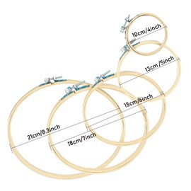 5 PCS Embroidery Hoops Round Bamboo Embroidery Hoop Circle Embroidery Frame Wood Hoop Cross Stitch Hoop Adjustable Sewing Rings Hoop for Embroidery Cross Stitching Crafts（4-8inch）