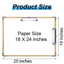 Drawing Board 18 x 24 Double Clip with Hardware Corner Guard Drawing Boards for Artists Hardboard Art Clipboard Low Profile Clip Pack of 1
