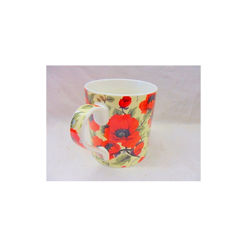 Set of 4 Extra Large China Mugs in red Poppy