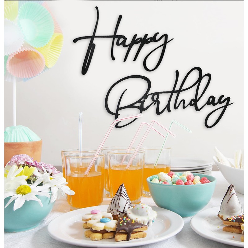 MUNILAIL Black Happy Birthday Sign for Backdrop