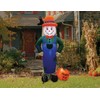 7' Air Blown Inflatable Scarecrow Standing Next to Pumpkin Thanksgiving