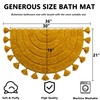Half Circle Boho Bathroom Rugs with Tassels Hand-Woven