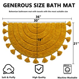Half Circle Boho Bathroom Rugs with Tassels Hand-Woven