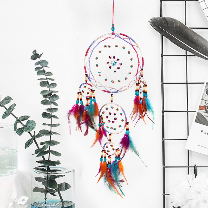 Retro Style Feather Decor Hanging Dream Catcher Wind Chimes Home