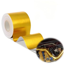 db11 YXT Adhesive Backed Heat Barrier Tape Roll, Glassfiber Heat Shield Reflective Tape Wrap Roll 2'' x 16.4'(5M) for Car Intake Pipe, Engine Bay (Gold)