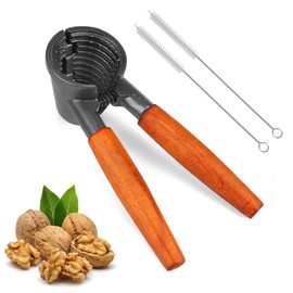 MOAZIFI Nutcracker, walnuts, hazelnut cracker with non-slip wooden handle and cleaning brushes, lightweight nut cracker for hazelnuts, almonds, Brazil nuts, ideal as a nutcracker figure for family