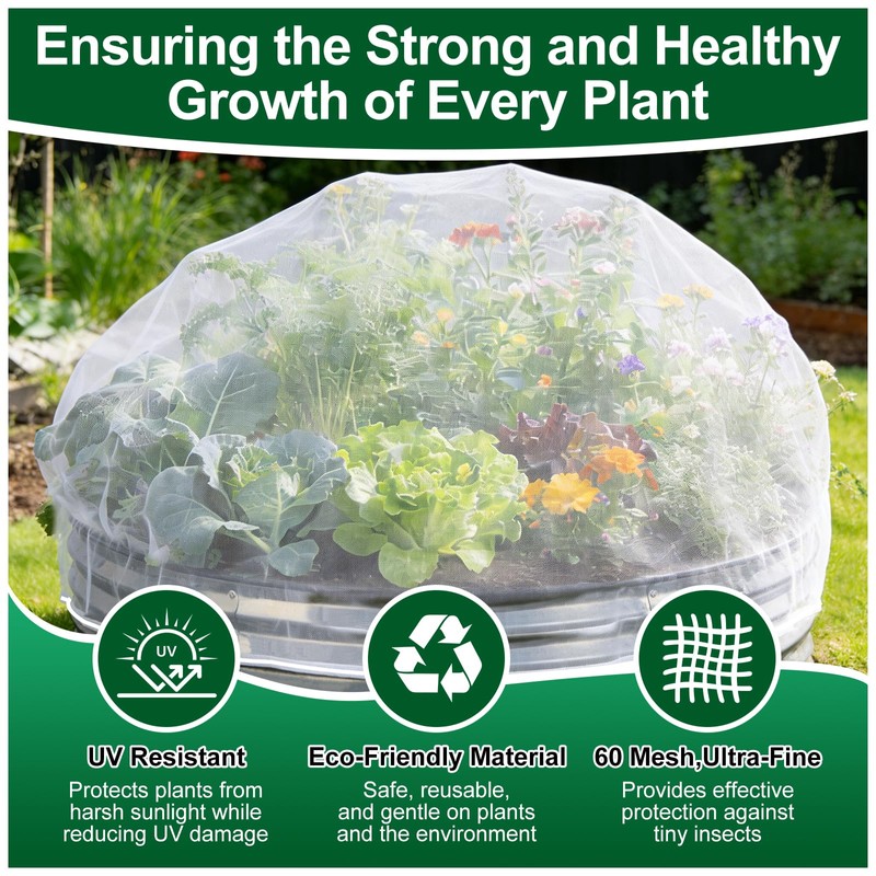 2 Pack Garden Netting for 4x2FT Raised Beds, Ultra-Fine Mesh