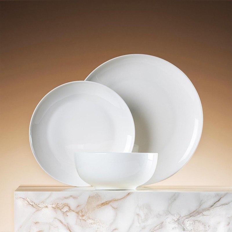 KINGSTONE Bone China Dinnerware Sets, 12-Piece Dinnerware Set for 4,