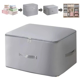 SANHIGHEND 2024 New Upgrade Compressing Bag, Ultra Space-Saving with Zip, Self-Compression Organiser, for Duvets, Clothes, Bedding, Dustproof (Grey, L (54 x 42 x 30 cm)