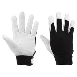 sourcing map Goatskin Leather Work Gloves with Hook and Loop, Breathable Driver Gloves Garden Glove for Driving, Gardening, Welding, Construction, White, XL, Pair of 1