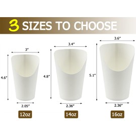 CAMKYDE 50 Pcs Disposable White Charcuterie Cups, 14oz French Fries Holder French Fry Cups for all Occasions (14oz, White)