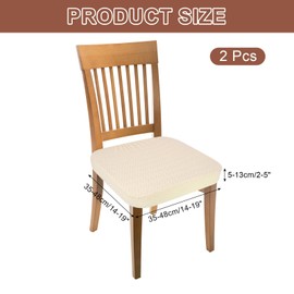 sourcing map 2Pcs Stretch Jacquard Seat Covers, Dining Chair Seat Slipcover Washable Removable Cushion Protector for Dining Room Kitchen Restaurant, Beige