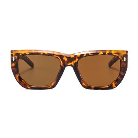 Long Keeper Cat Eye Sunglasses for Women Men Retro Square Cateye Sunglasses 90s Vintage Sun Glasses Trendy Square Shades UV400 Protection (Leopard Brown)
